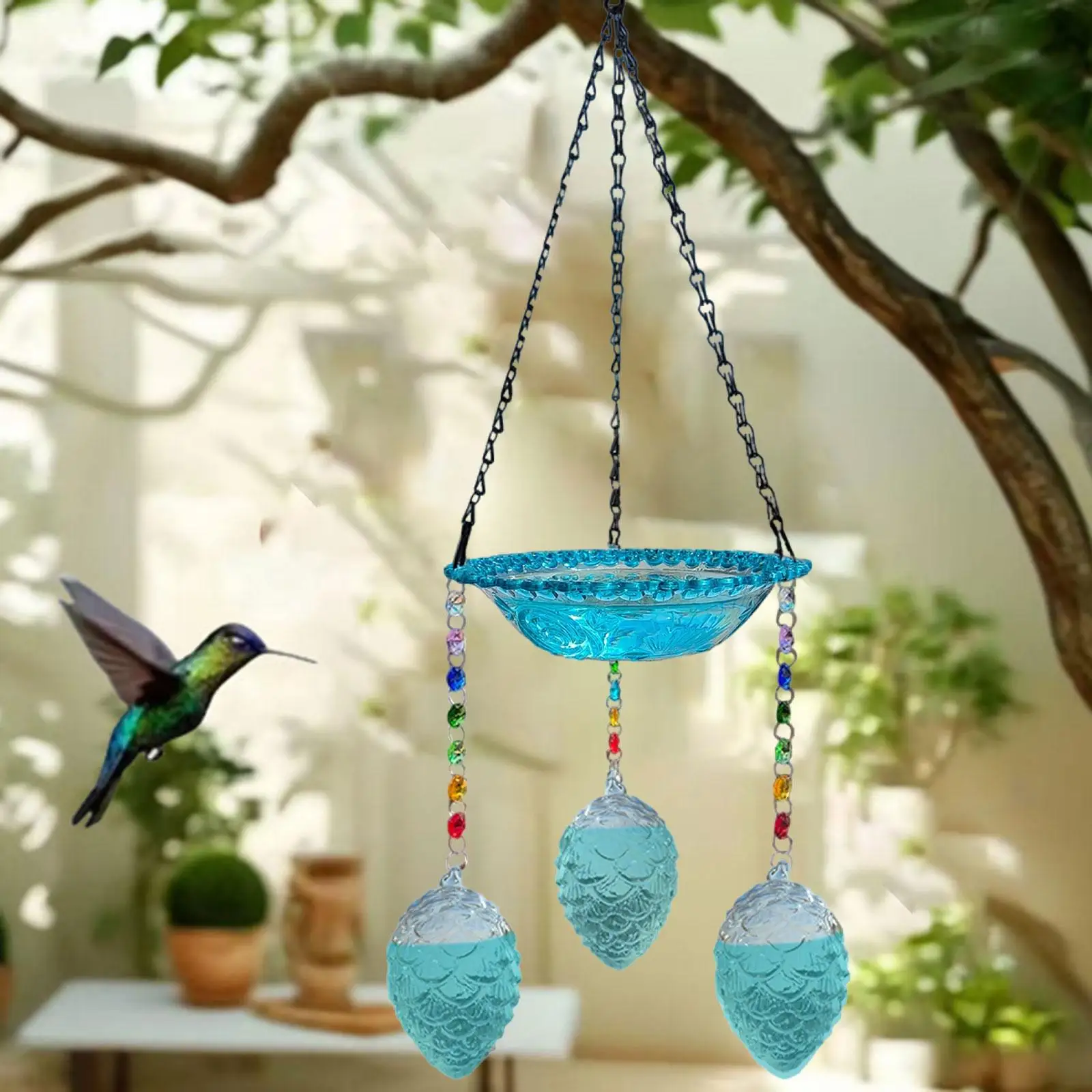 

Hanging Bird Bath Feeding Station Bird Feeder for Outside Balcony Backyard