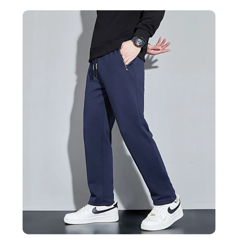 

Casual pants men's autumn and winter thick pure cotton sanitary pants with fleece pants windproof sports pants spring and autumn