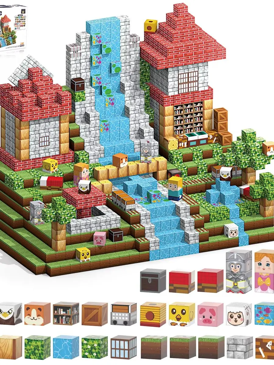 100-200 Stück Magnetische Bausteine Spielzeug Bausteine Kreatives Architekturmodell DIY Lernspielzeug Bausatz Geschenk für Kinder Jungen Mädchen