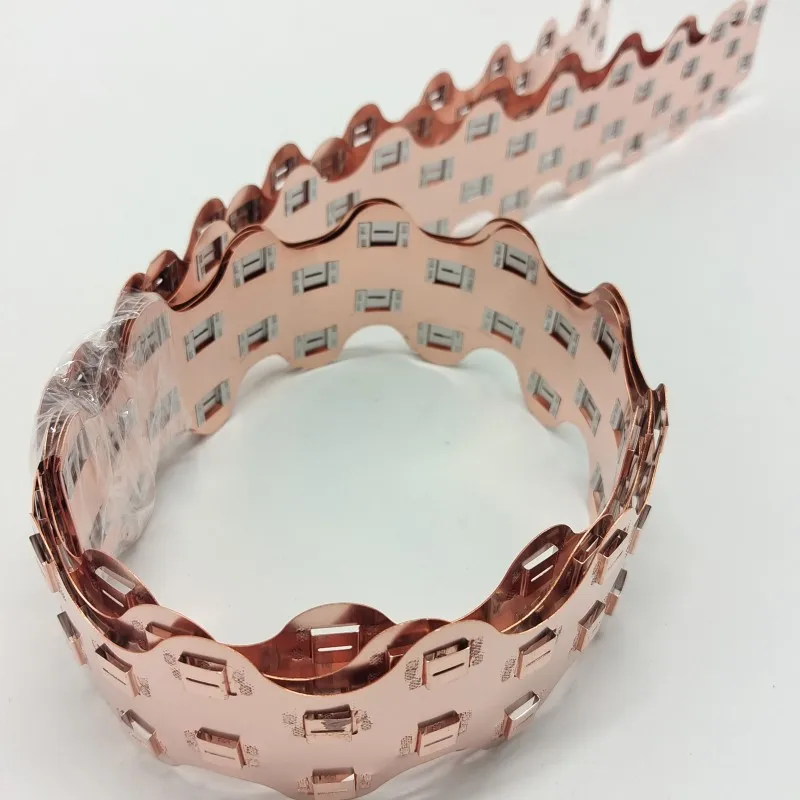 21700-2P Copper Busbar W Shape Pitch 22.5mm Copper Thickness 0.3mm Copper-nickel Composite Sheet Battery Connector Customized