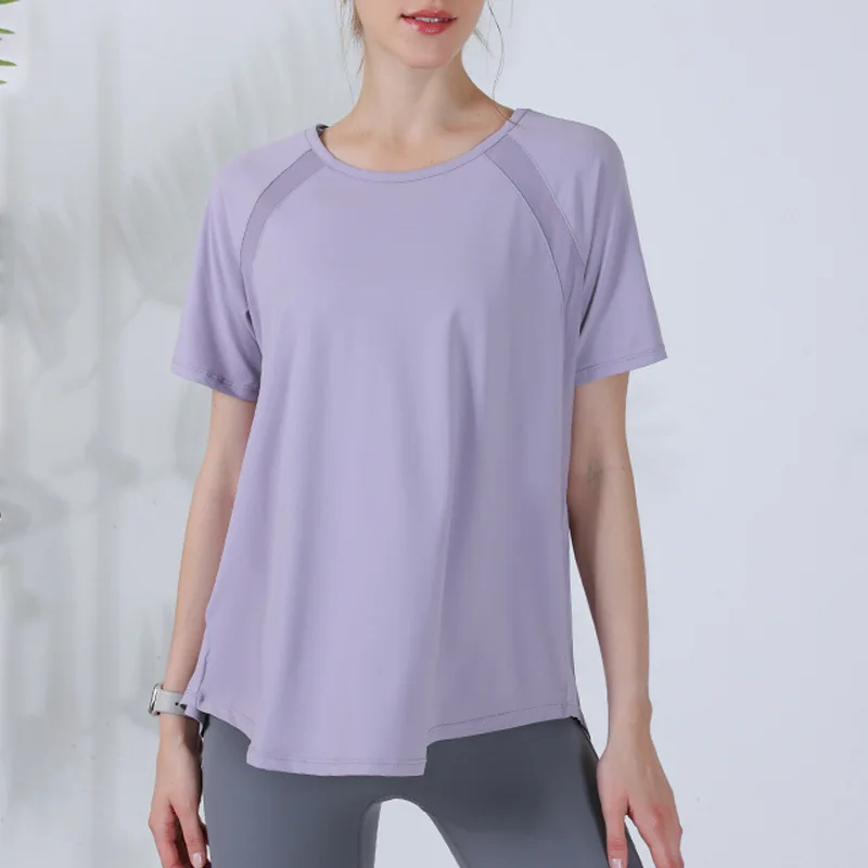 Women Loose Yoga Shirts Short Sleeves Sport T-Shirts Mesh Hollow Out Running Shirts Oversized Gym Fitness Tee Tops Blouse Female