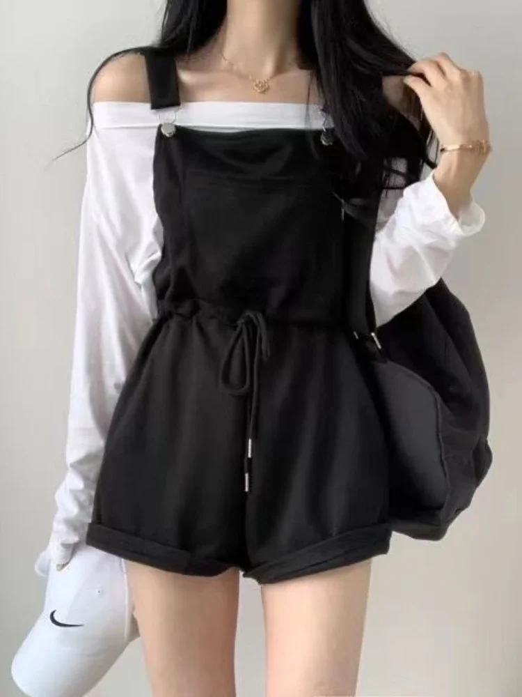 Playsuits Women Solid Lace-up Simple Korean Style All-match Schoolgirls Basics Cozy Leisure Popular Summer Daily Classics Tender