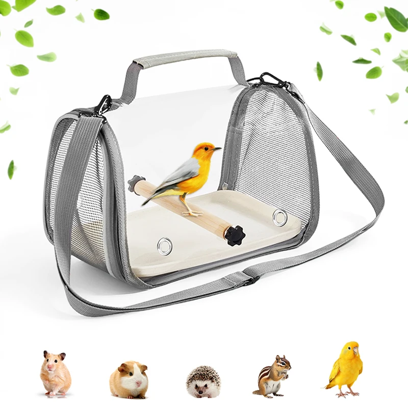 Bolsa de viaje portátil para pájaros con soporte y correas extraíbles Diseño transpirable Adecuado para mascotas pequeñas y pájaros loros hámsteres