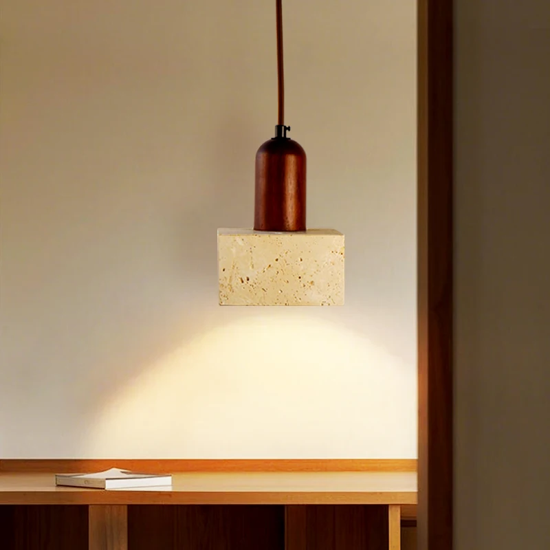 

Minimalist Bedroom Pendant Light Led Pendant Light Yellow Cave Stone Wabi Sabi Style Bedside Light Retro Cream Lighting Fixture