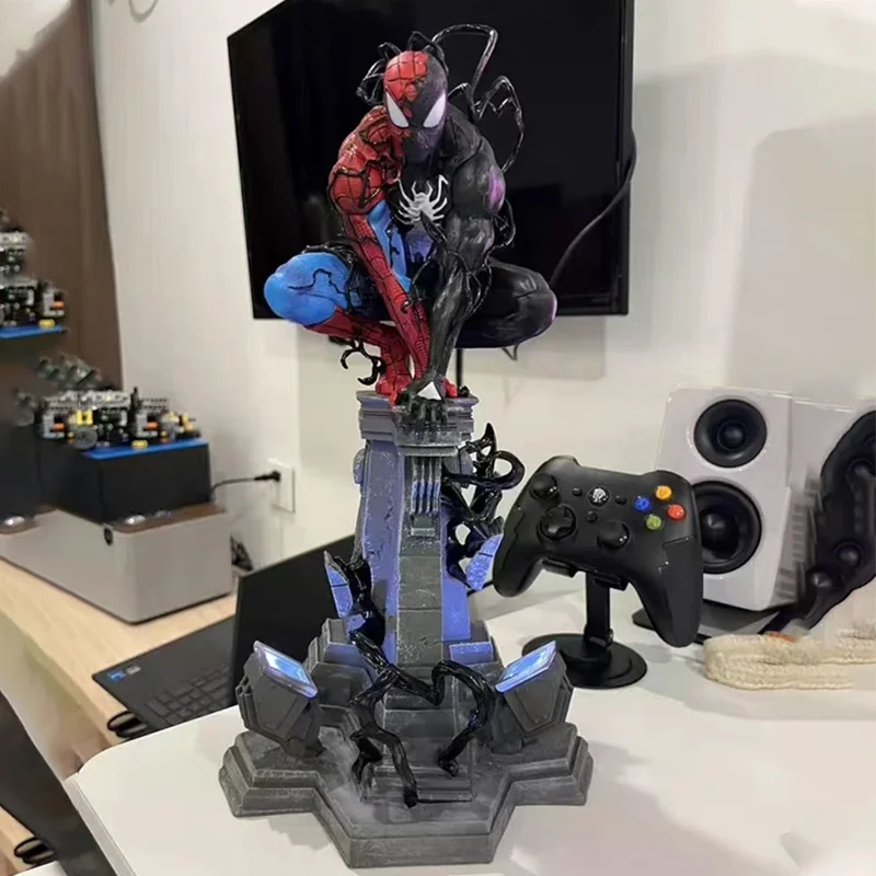 New 37.5cm Piderman Venom Symbiotic Doll Spider Man Pvc Gk Figure Luminous Desktop Ornament Statue Model Toy Gift view 5