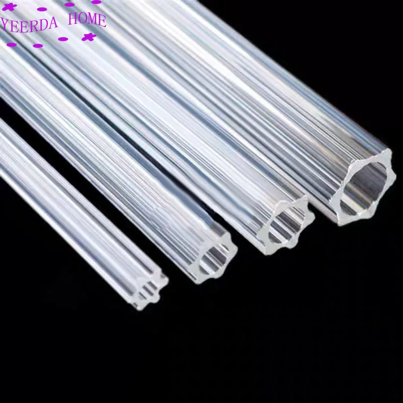 10Pcs/lot clear blossom hexagonal crystal glass tube prism chandelier lamp Accessories with 1 hanging holes DIY