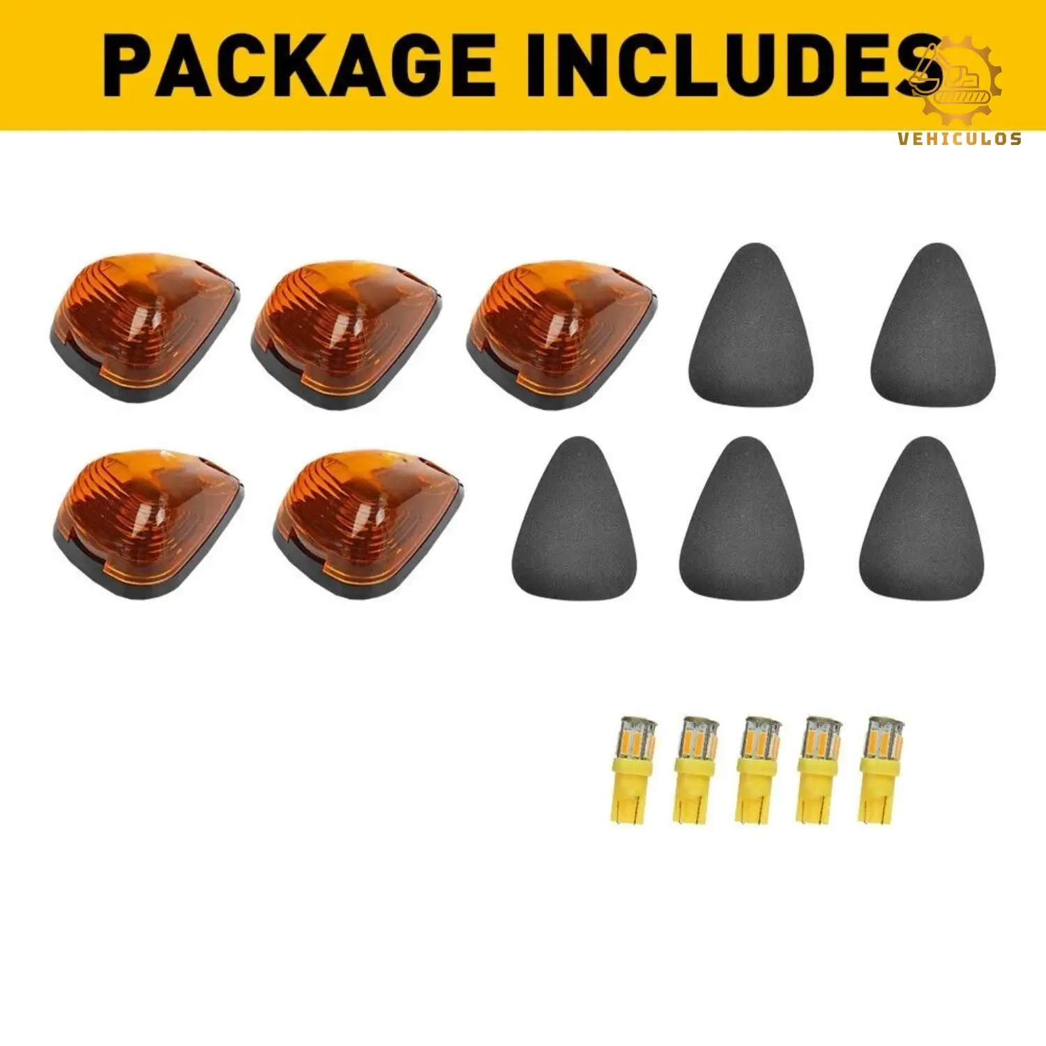 

5PCS Amber LED Cab Roof Marker Lights Kit For Ford F250 F350 F450 Super Duty 1999-2016 Truck Clearance Light Replacement