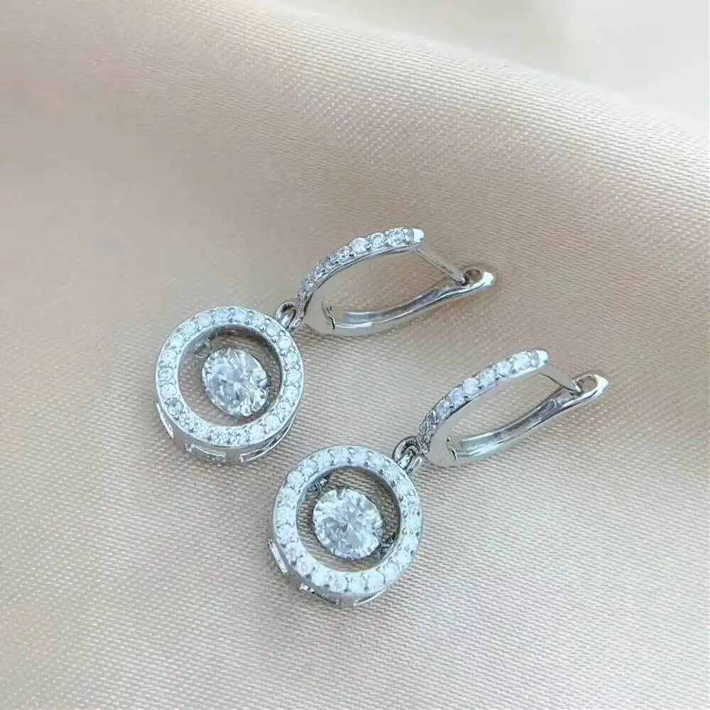 SG 1-2Ct D-Farbe Moissanit Runde Tropfen-Ohrringe S925 Sterling Silber Hochzeitsschmuck für Damen – Detail 4