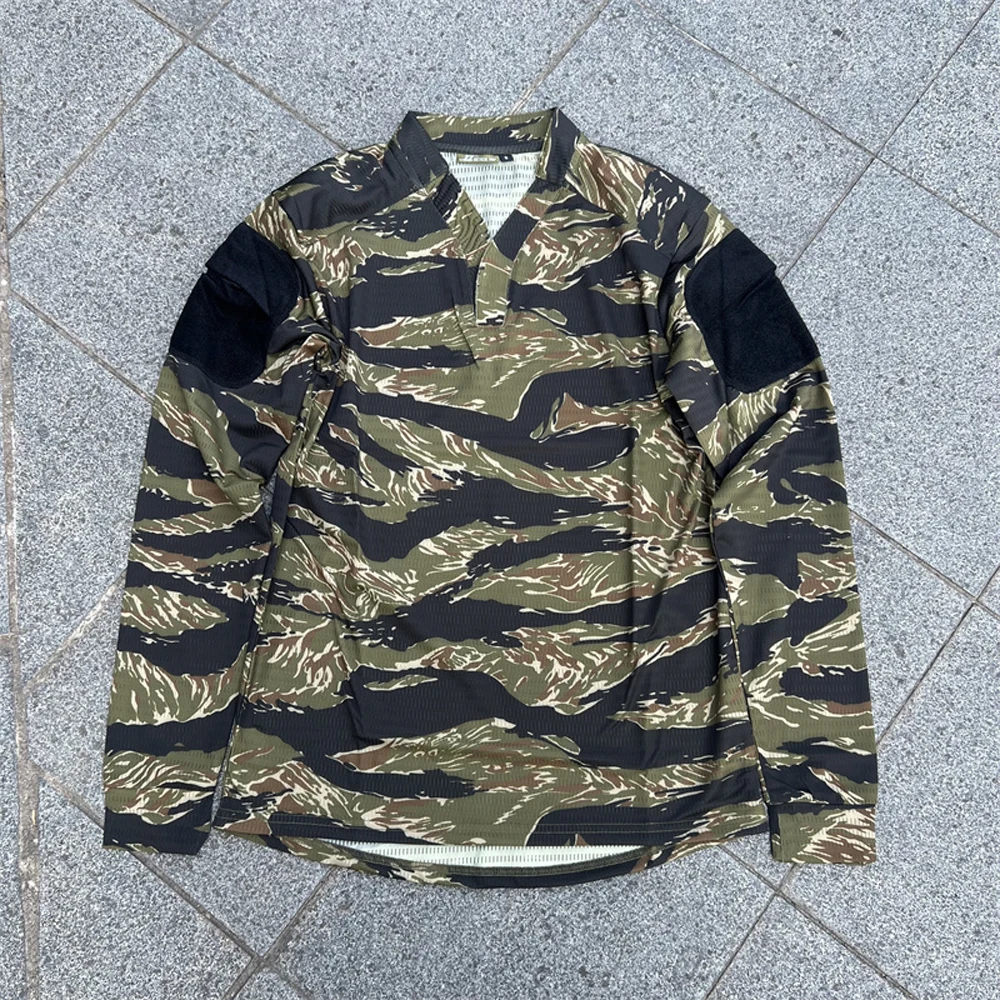 タクティカルジャングルタイガー長袖シャツ VS タクティカルVネック通気性速乾シャツ