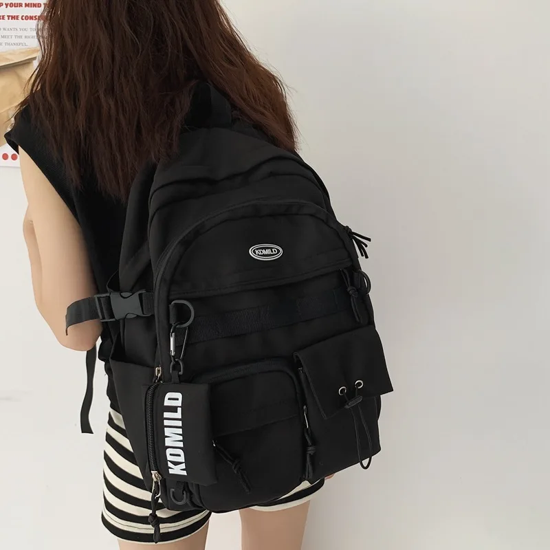 Mochila minimalista de grande capacidade feminina, mochila de computador para estudantes do ensino médio, design japonês