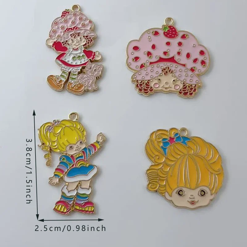 10pcs Cute Little Girl Enamel Metal Jewelry Strawberry Rainbow Pendant DIY Earrings Bracelet Keychain Jewelry Making view 6