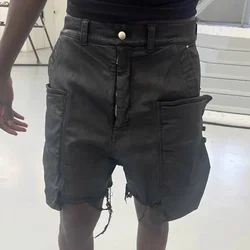 NIGO-Short taille moyenne à fermeture éclair pour homme, droit, ciré, décontracté, noir, multi-poches, été, Ngvp # nigo8661