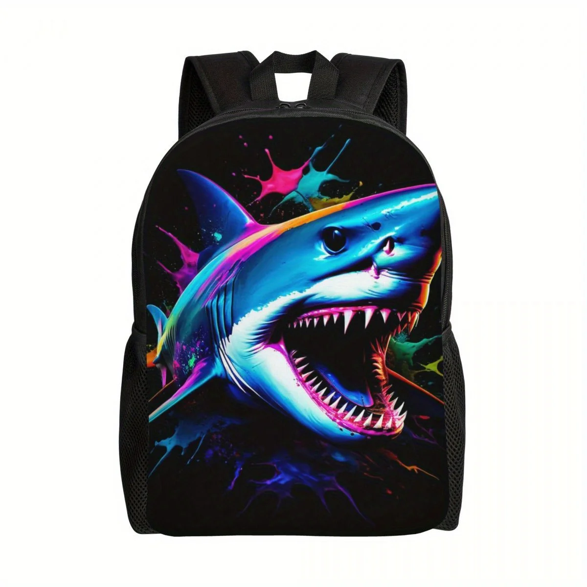 

Легкий рюкзак Shark-Themed — большой вместимости, регулируемые ремни для ноутбука и путешествий, прочный рюкзак из полиэстера