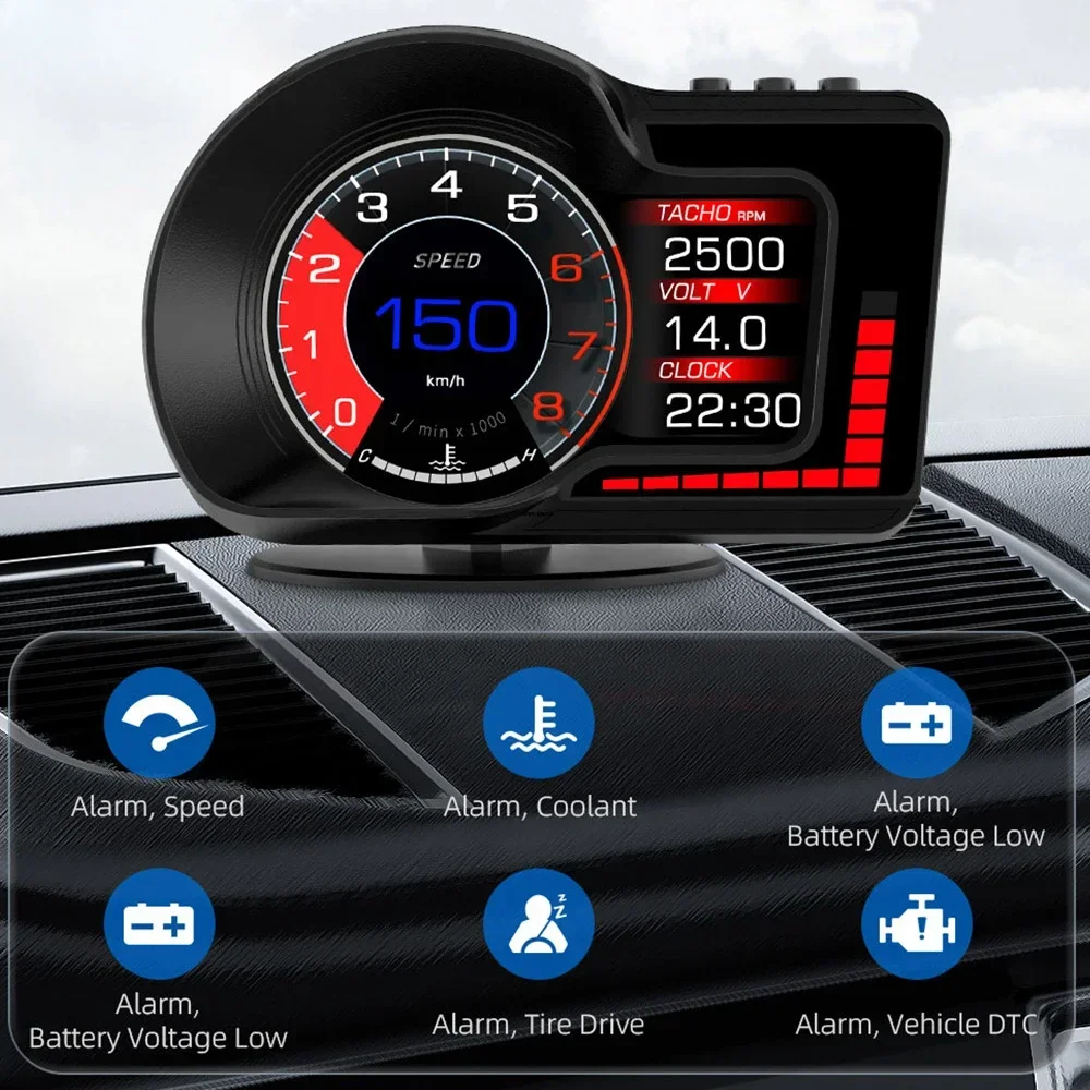 F15 OBD2 HUD Head up Display Car GPS Speedometer On-board Computer RPM Water Oil Temp Meter Car Electronic Accessories Interiors