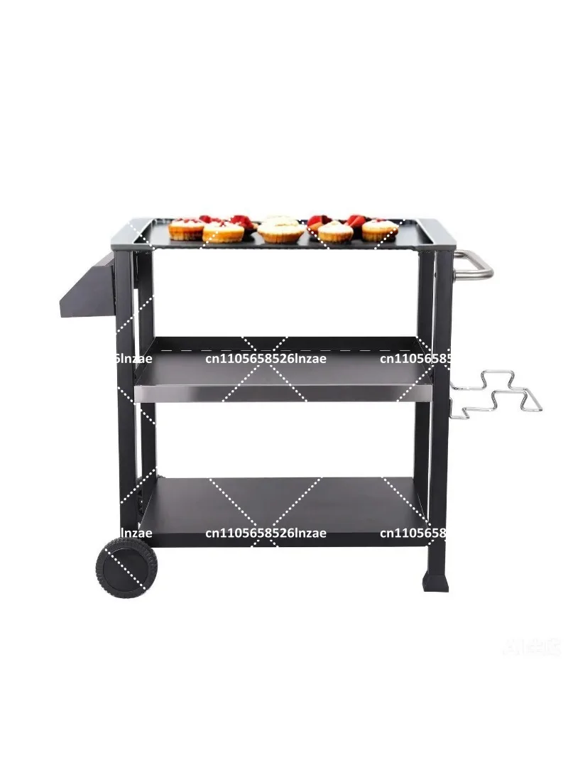 3-Tier Rolling Kitchen Cart with Wheels, Multifunctional Movable Shelf for BBQ, Hotel, Restaurant & Home Use