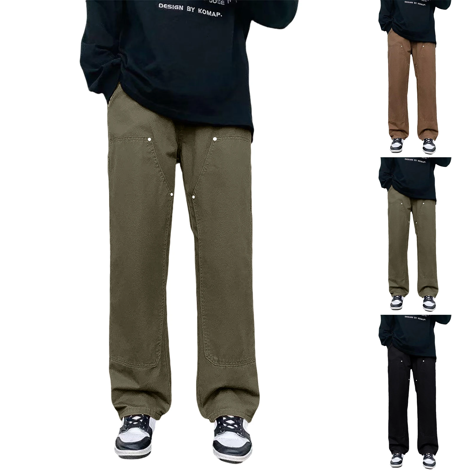 Male Popular Elastic Sweatpants Casual Solid Color Straight Cargo Pants Men Cozy Comfortable Outdoor Daily Leisure Trousers