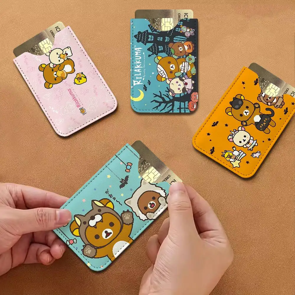 Cute Cartoon Rilakkuma Pu Leather Credit Card Holder Slim Business Cardholder Theft Id Organizer for Men Women Outdoor Carrying