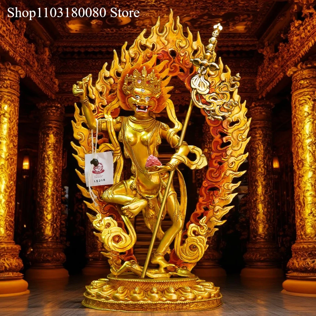 39cm copper gilding Simhavaktra Dakini buddha statue Tibet Painting Simhamukha sculpture