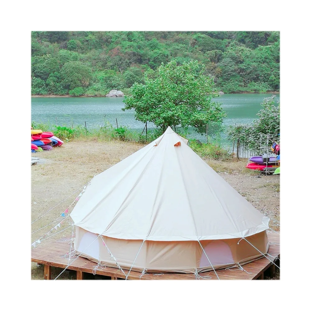 Supply Family Canvas Tent Camping Tent Bell Tent With Chimney Jack