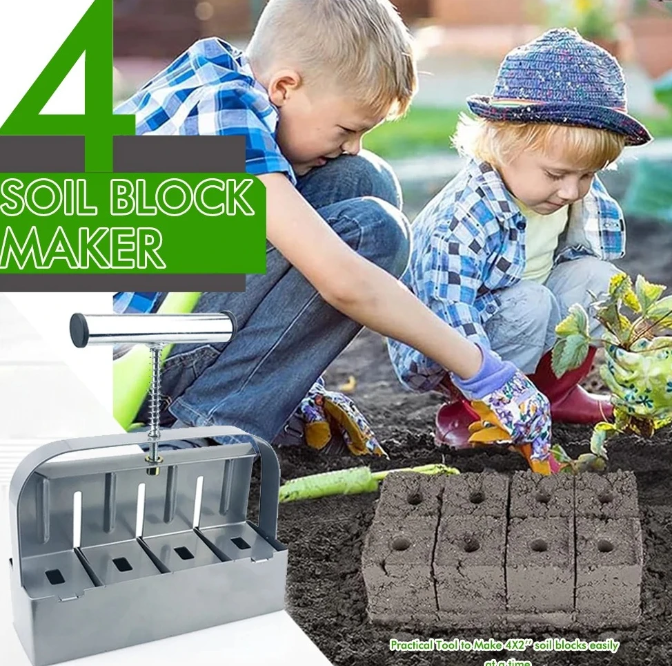 

2 Inch Handheld Soil Block Maker Tool, Manual Seedling Soil Blocker for Greenhouse, Garden and Home Planting Supplies