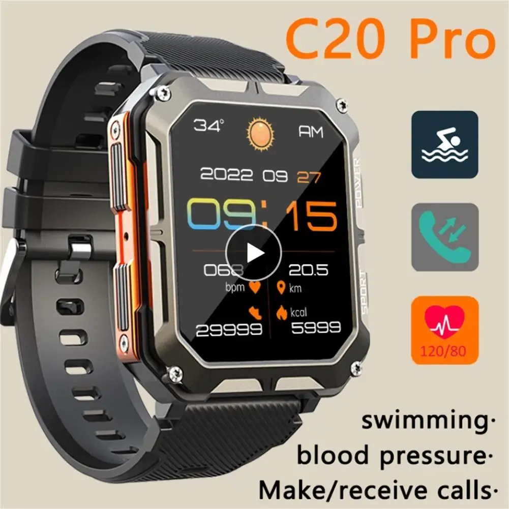 2024 New C20 Pro Smart Watch for Men 1.83 Inch Bluetooth Music Call Outdoor Sports Fitness Bracele Waterproof Smartwatch