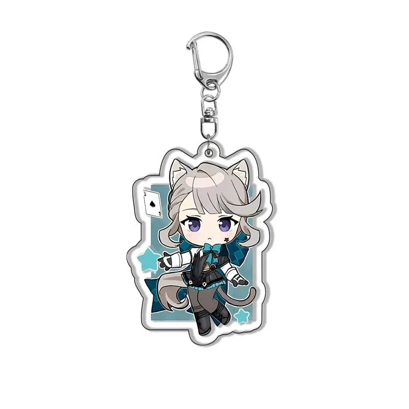 Genshin Impact Lyney Lynette Keychain Anime Game Acrylic Pendant Backpack Accessories Gift