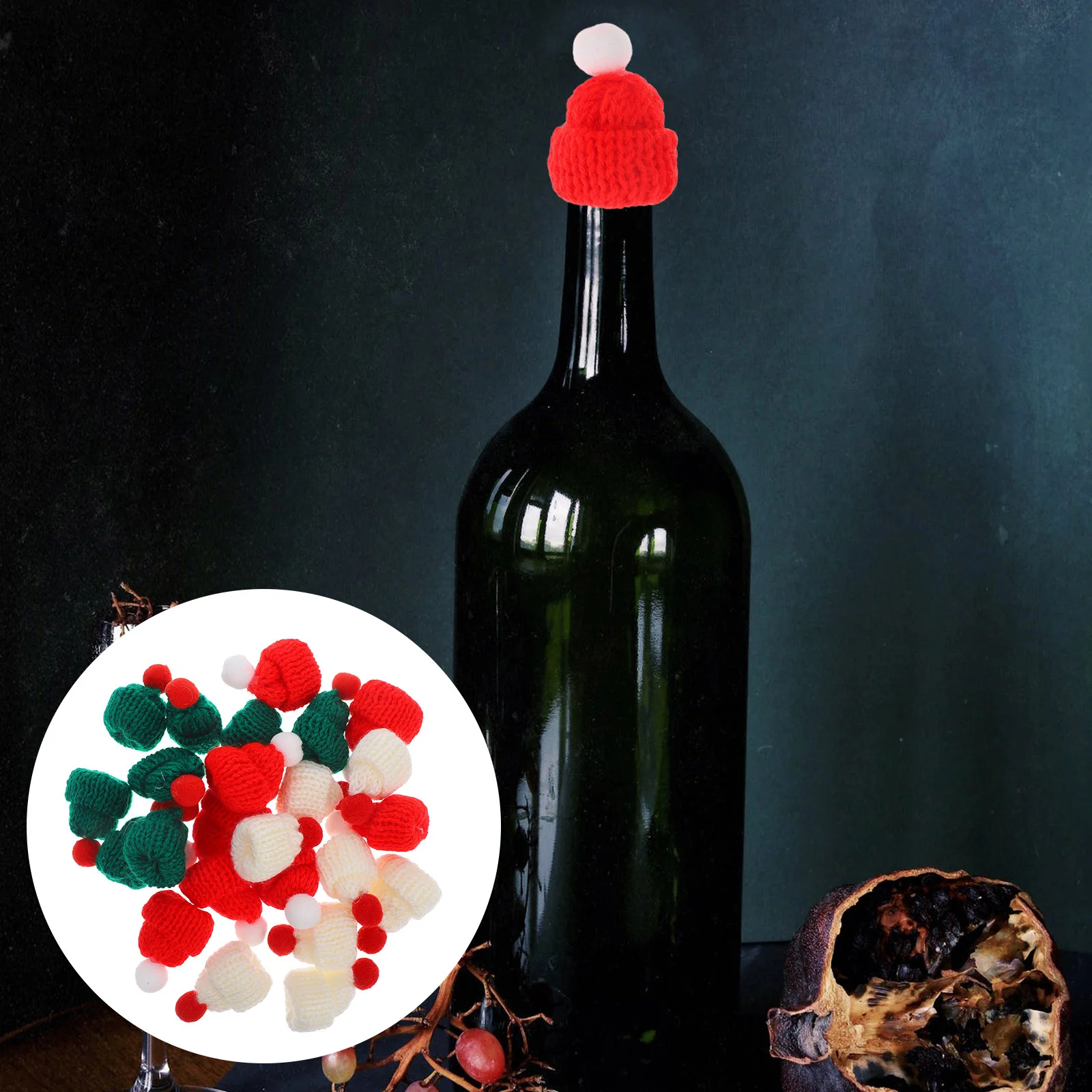 

24Pcs Christmas Mini Knitting Hats Colorful Tiny Knitted Caps for DIY Craft Supplies Wine Bottle Xmas Tree Ornaments