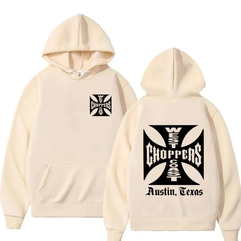 West Coast Iron Cross Choppers Logo Hooded Men\'s Black Fashion Cool Sweatshirt Unisex fashion Fleece Oversized Hoodie Streetwear