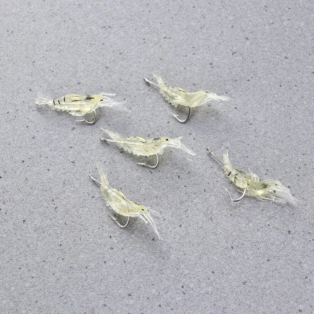 

5pcs 4cm Bait Shrimp Simulation Grass Shrimp Plastic Fish Smell Luring Effect Good Fishing Gear(Transparent Yellow Belt Hook)