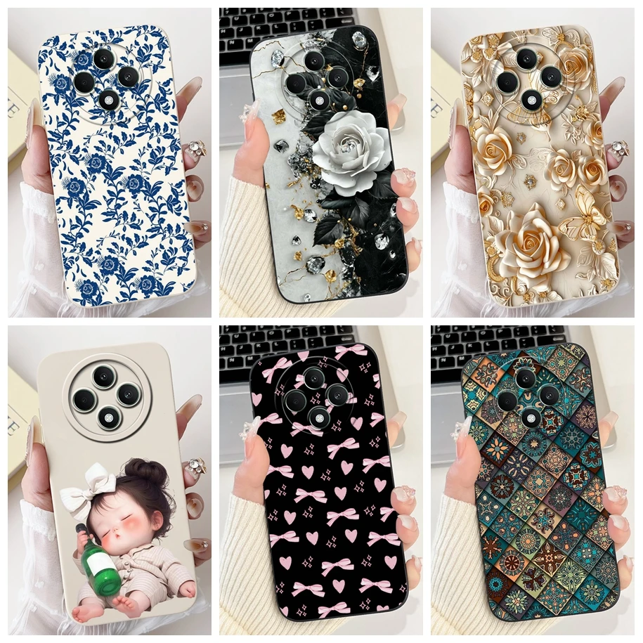 Funda para Oppo Reno 12F 5G, Funda Reno12 F 4G, Funda CPH2687 CPH2637, nuevas carcasas de teléfono suaves con flores a la moda para Oppo Reno12 FS Hoesje