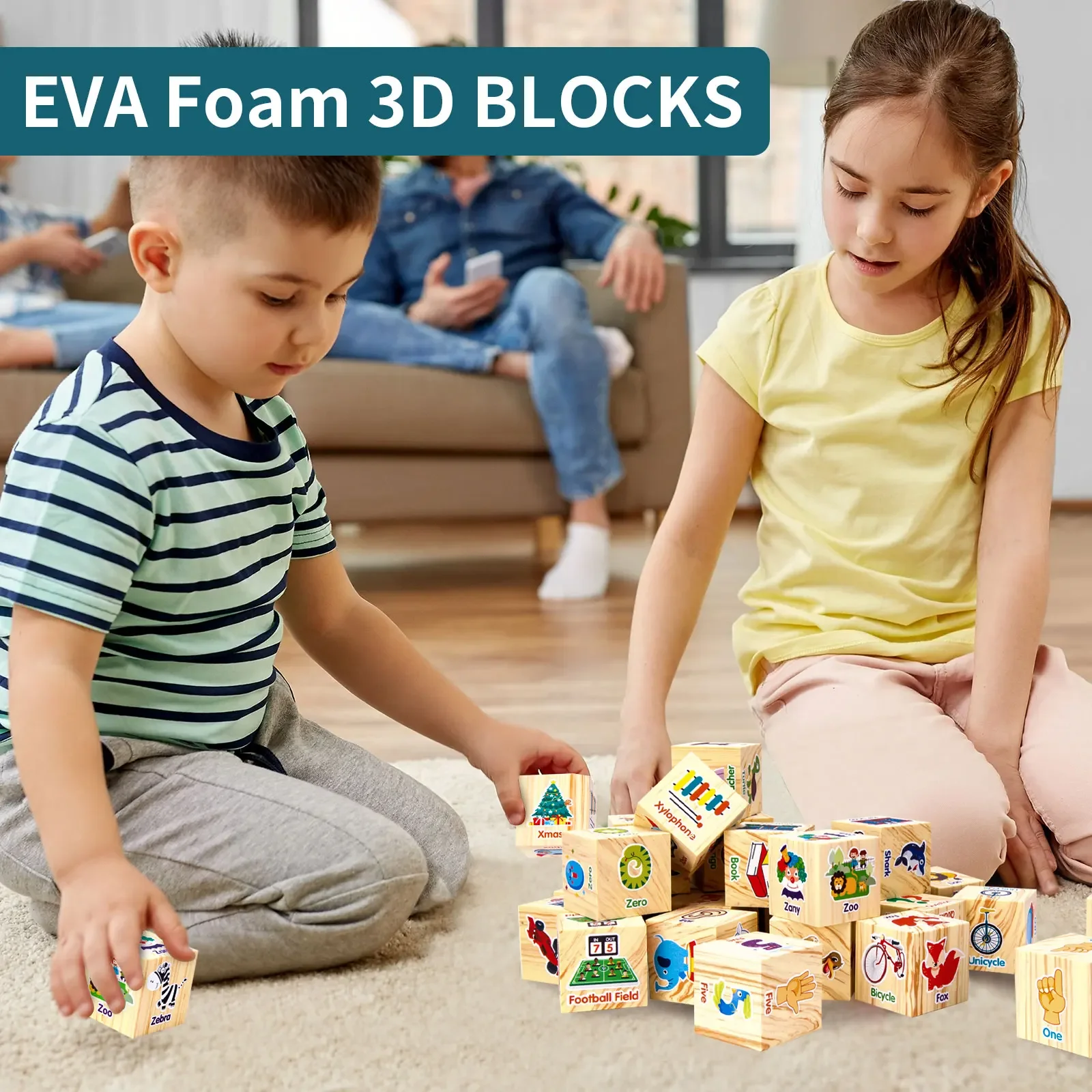 子供のための3D EVAフォームブロック,教育玩具,パズル,abc,柔らかいスポンジ
