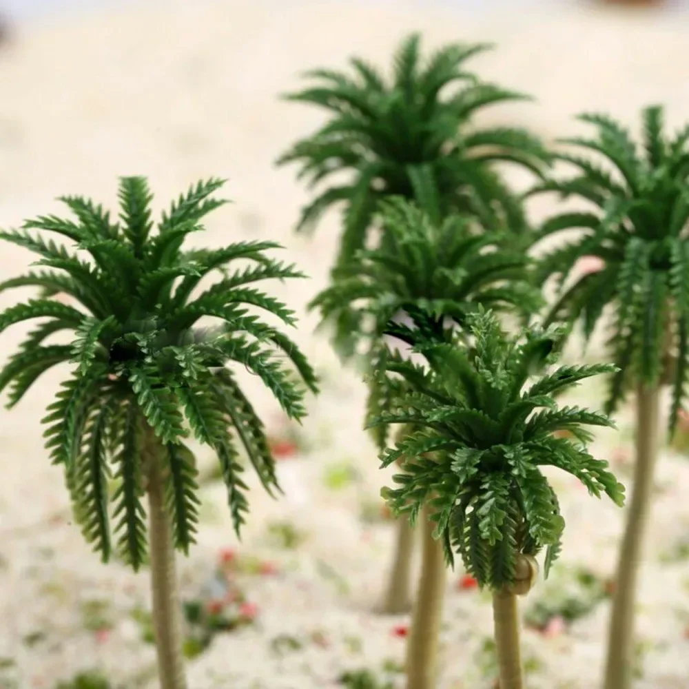 15 pz Altezza 7-16 cm Palma da cocco Modello FAI DA TE Parco Foresta pluviale Treno Ferrovia Decorazione Edificio Paesaggio Albero in miniatura