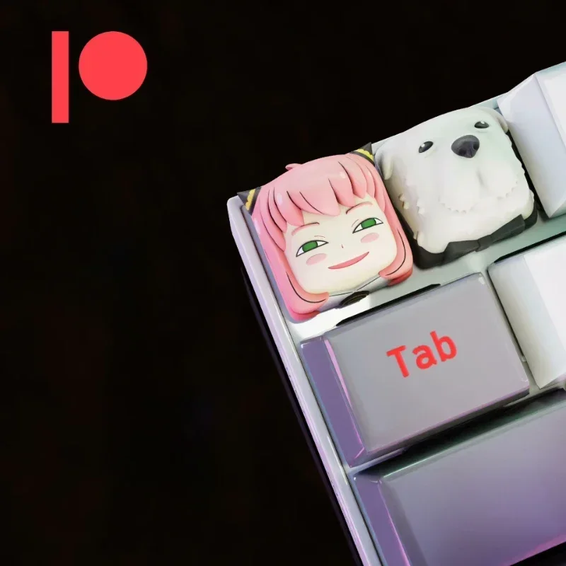 SPYxFAMILY Keycap Anya Forger keycaps Cartoon Cute 3D Resin Keyboard Caps Custom Handmade Anime Keycaps for Mechanical Keyboard