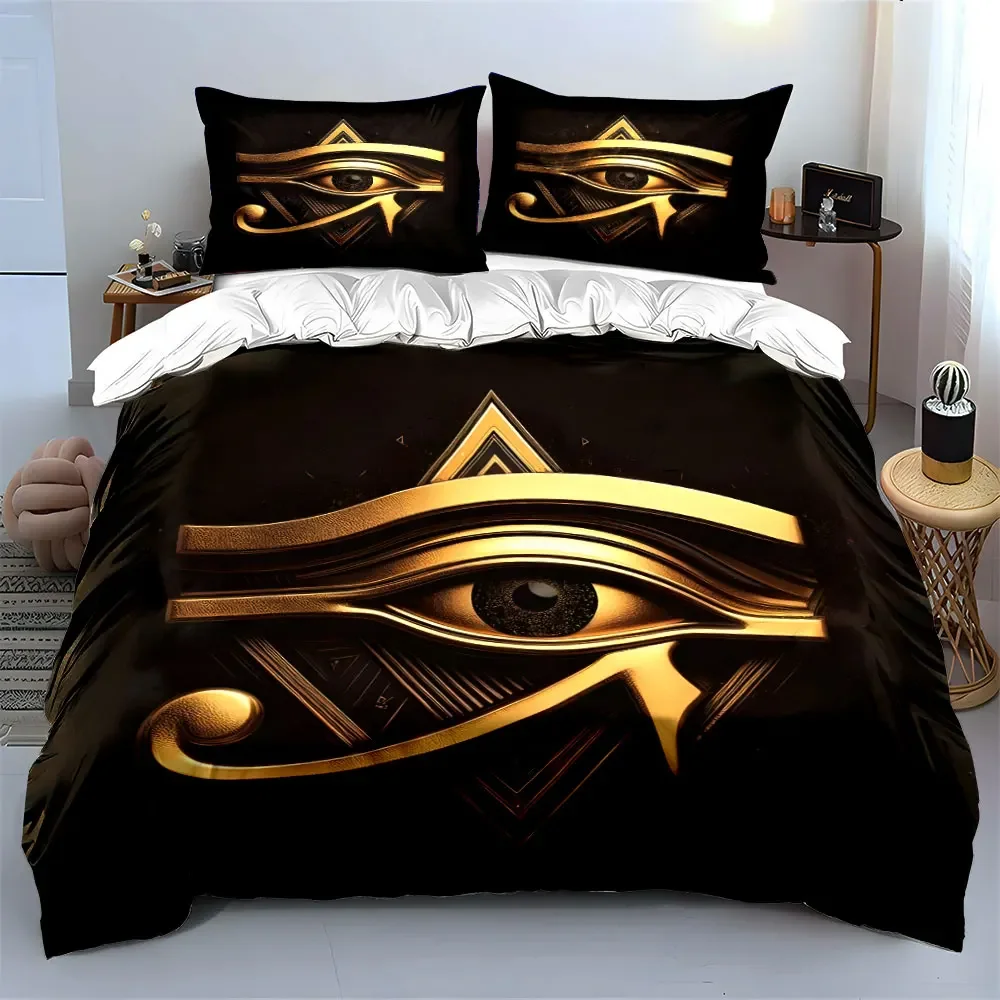 Golden Eye Ornament Set Decor Soft Comfortable Duvet Cover Bedding Set Included 1*Duvet Cover & 2*Pillowcases, gift