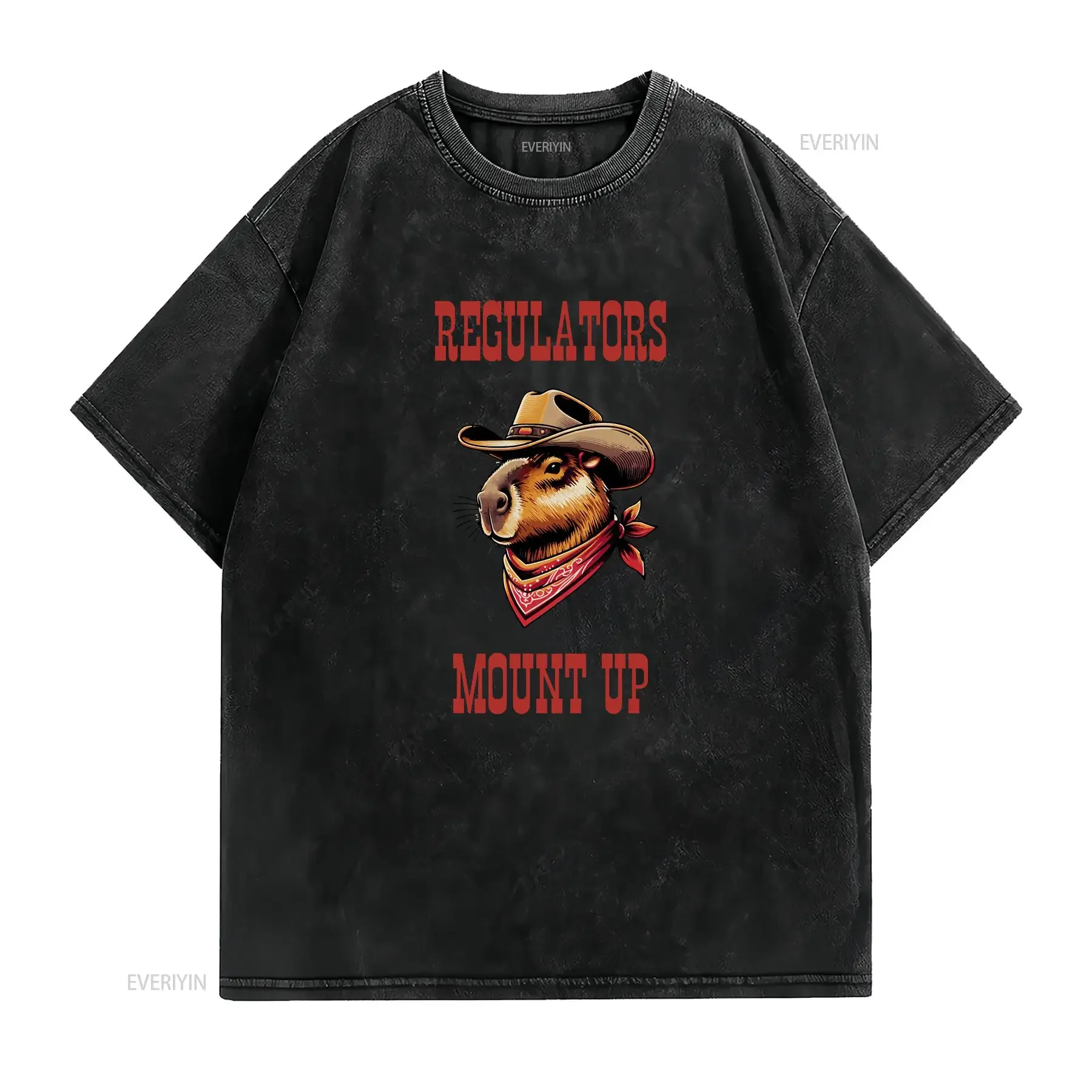 Cowboy Capybara T Shirt Regulators Mount Up Western Animal Lover Rodeo Top Capy vintage Washed Breathable homme Casual