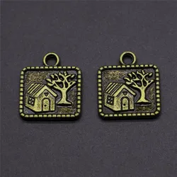10pcs/lot Tree House Charms Pendant DIY Metal Jewelry Making Antique Bronze Color 14x16mm