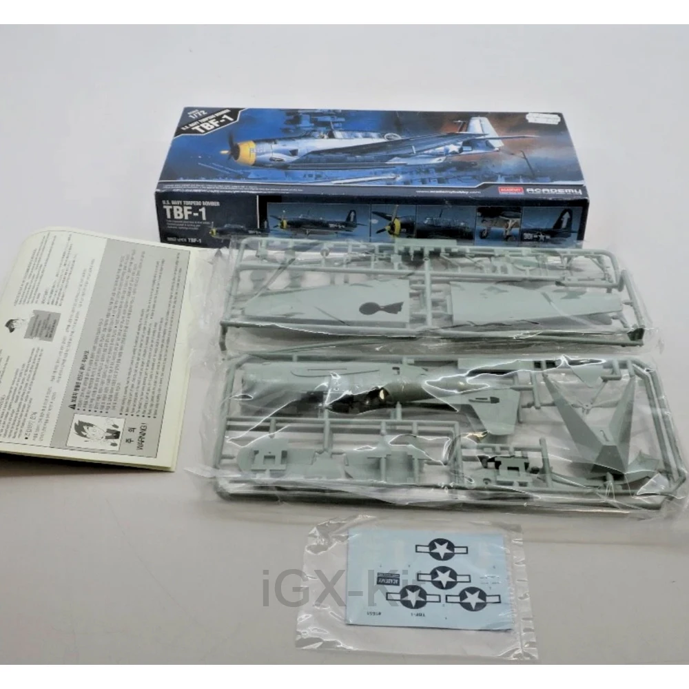 Academy 12452 1/72 Scale US Navy Torpedo Bomber TBF1 TBF-1 Avenger Airplane Hobby Craft Plastic Model Building Kit