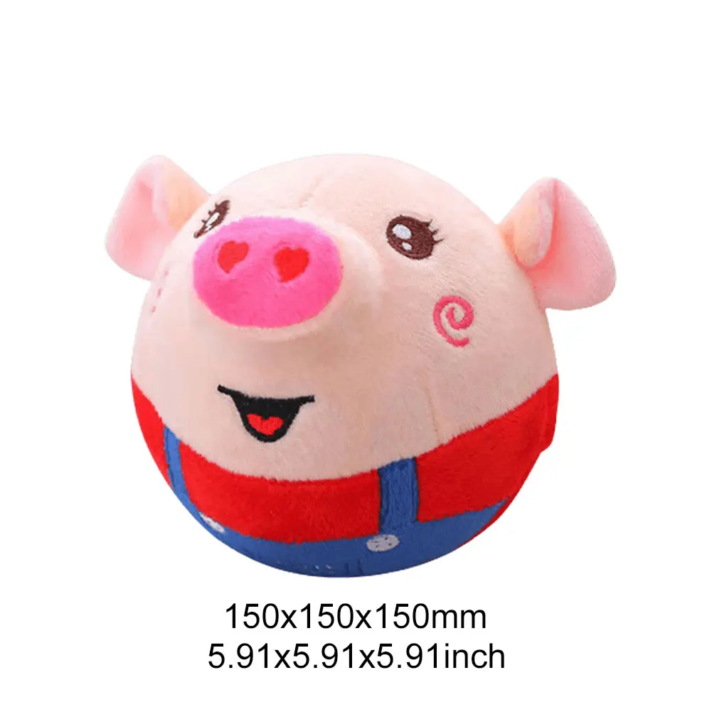 Cartoon Pig Active Moving Pet Plush Toy Washable Interactive Dog Toys Talking Moving Dog Ball Toy for Dogs Cats