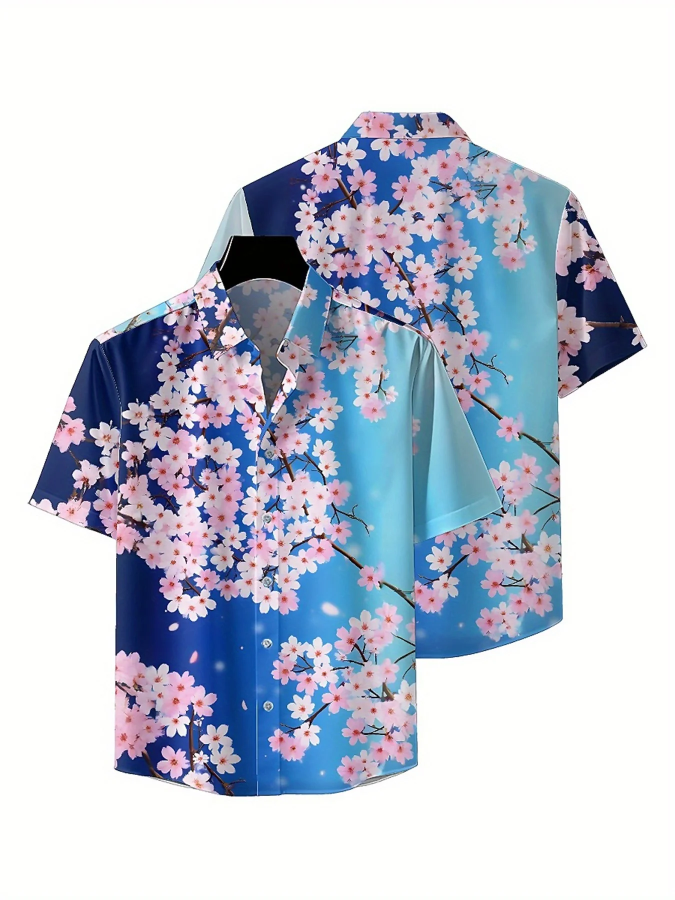 Męskie koszule hawajskie plus size z wzorem kwiatów wiśni, unisex koszule Aloha, nowe letnie topy, streetwear