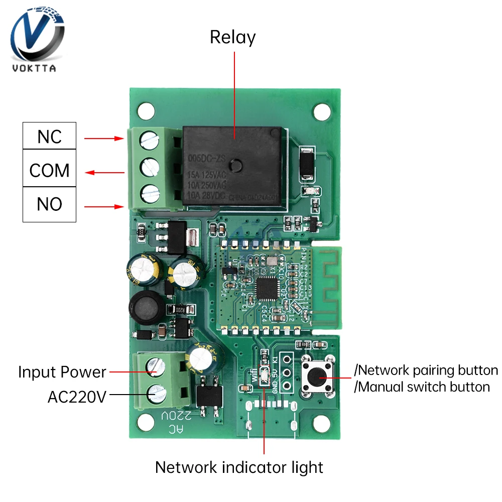 AC 220V 1 2 3 way Relay Module Bluetooth WIFI Intelligent APP Remote Control Switch Relay Module with Optocoupler Relay Output