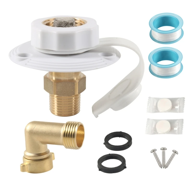 Water Fill Inlet Flange, Brass Check Valves, Includes Hose Elbow For Secure Connection Boat Plumbing Accessory