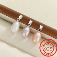 1 Pack 925 Sterling Silver Buckle Natural Freshwater Pearl Single Pendant Vintage Classic Necklace Accessory
