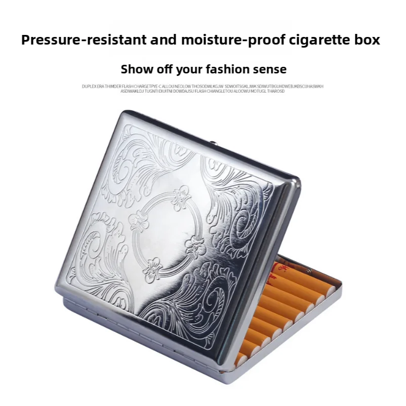 

20PCS Metal Cigarette box stainless steel Embossed Portable Cigarette case personalized fashionable storage box Smoking Tool