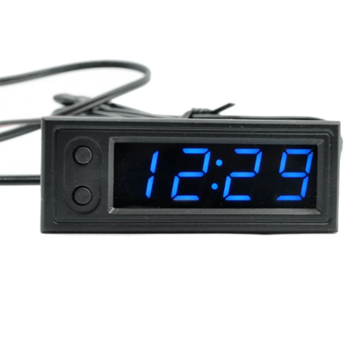 Car Clock Universal Automotive Digital Clock Date 3 in 1 LCD Display Electronic Temperature Noctilucent Trim Blue