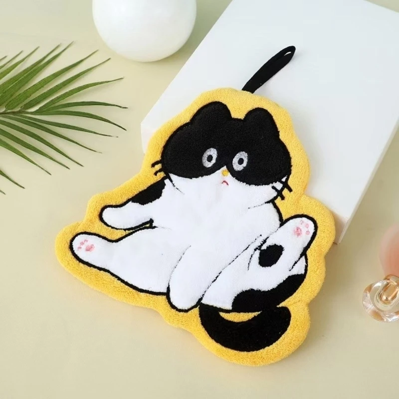 12PD Hand Towel Lovely Animal Hanging Towel Coral Absorbent and Durability Suitable for Home Decoration