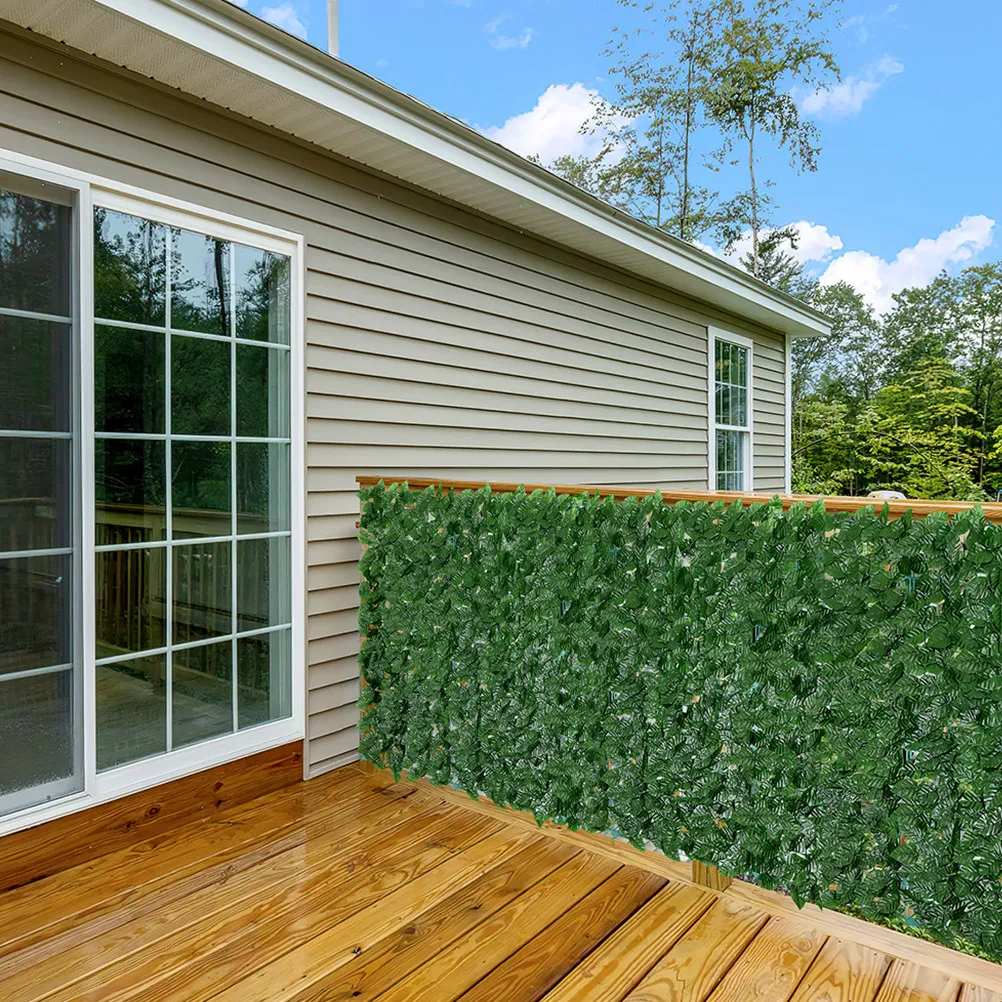 Simulated Green Plant Wall Lifelike Vivid Leaves Design Artificial Green Leaf Fence for Outdoor Garden Balcony Backyard