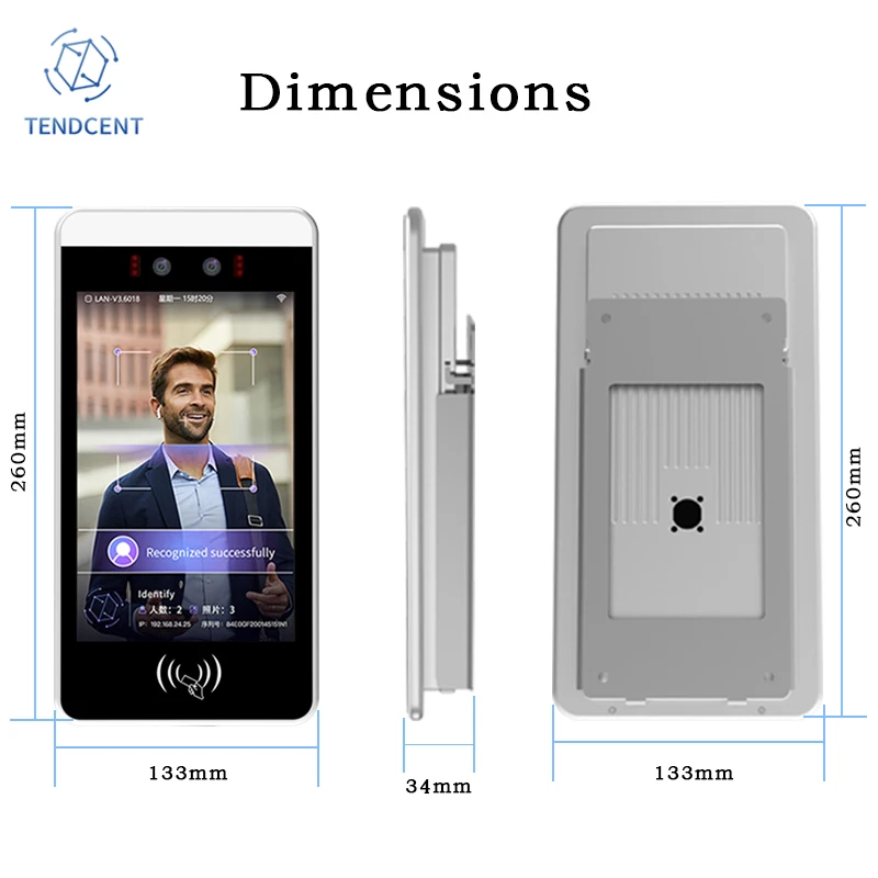 Tendcent Biometric Facial Recognition Access Control Terminal NFC SDK Attendance Temperature Measurement ODM Reset OEM TM-81