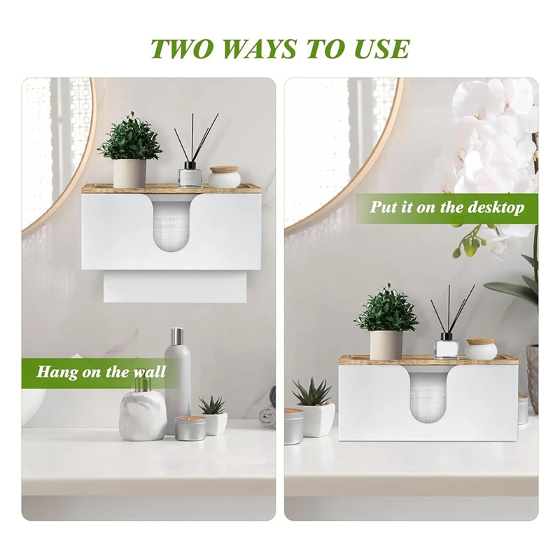 Distributeur d'essuie-tout en papier mural en bambou, porte-serviettes en papier plié avec couvercle, main à trois volets pour HOKitchen Office
