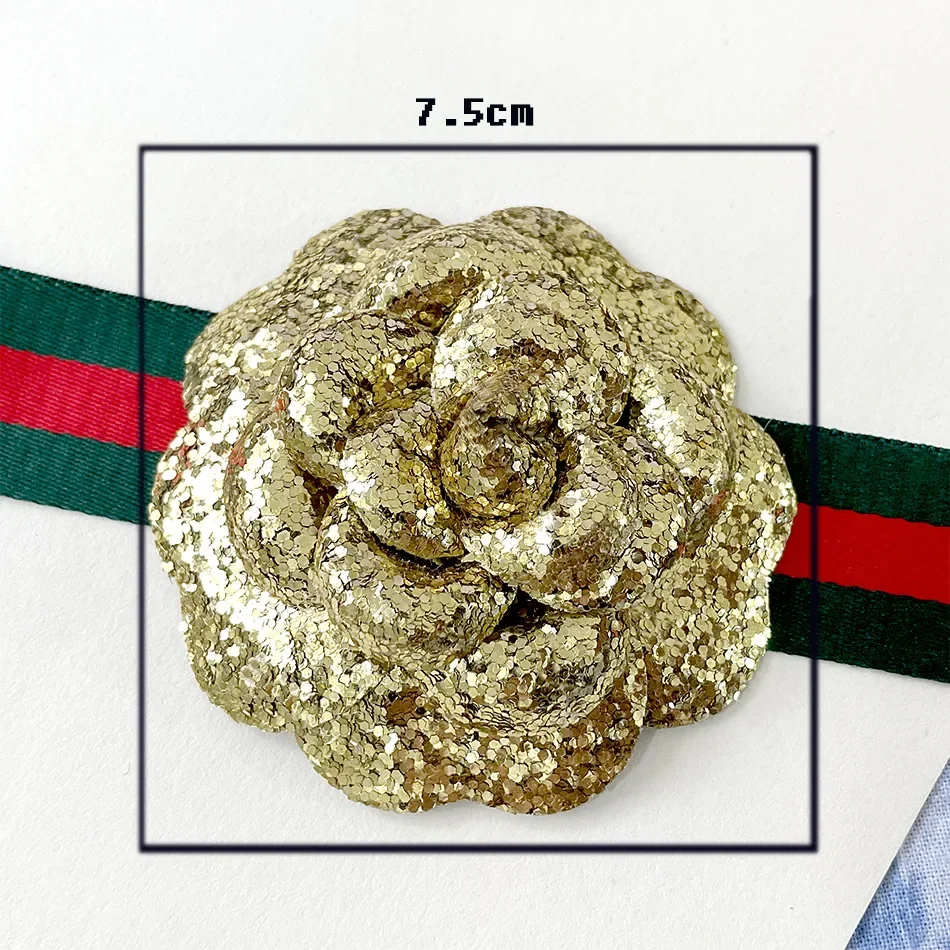 20pcs/bag Bling  Gold Camellia Flower Sticker  - Party Gift Box Packing Accessories
