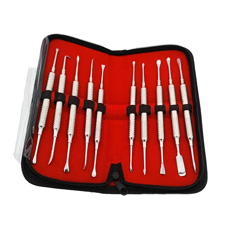 

10PC Dental Scraper SET Dental Peeler Calculus Plaque Remover Teeth Cleaning Dental Retracting Splitter Separator Implant Tools